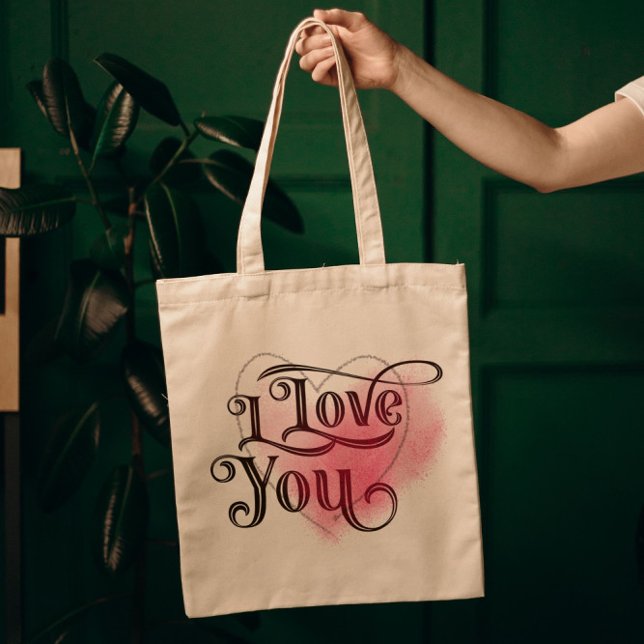 Tote Bag I Love You Modern Light Heart Graphic Texte Élégan (Créateur téléchargé)
