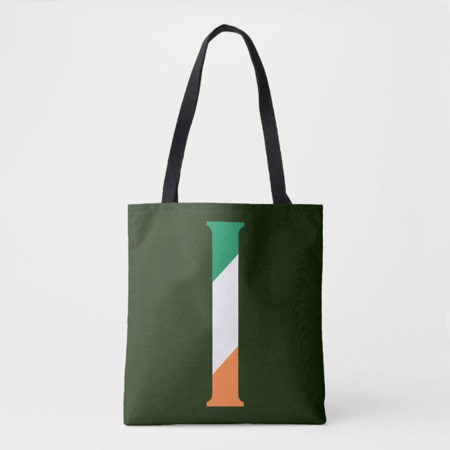 Tote Bag I Monogramme superposé sur le pavillon irlandais (Devant)