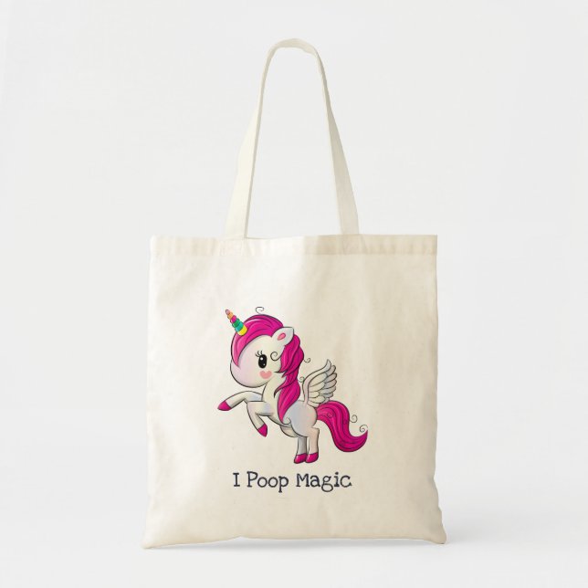 Tote Bag I Poop Magic Funny Unicorne Dit (Devant)