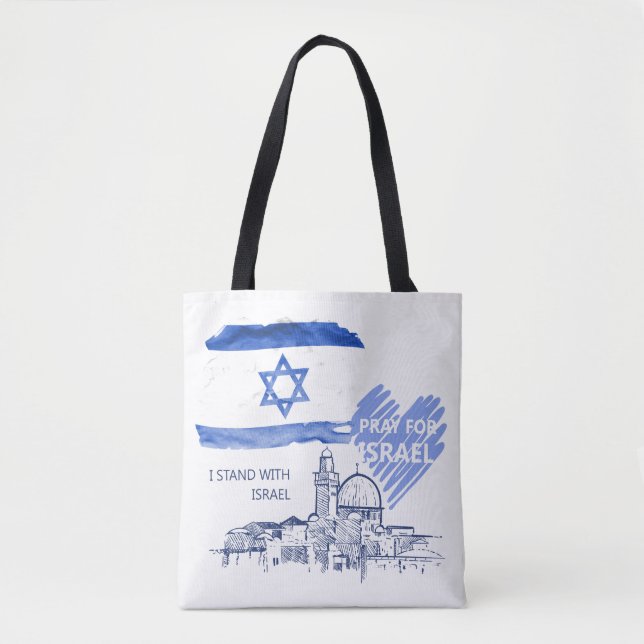 Tote Bag I pray for Israel I stand with Israel. World Peace (Devant)