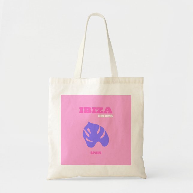 Tote Bag Ibiza, Art Voyage, Preppy, Salle Préppy, Rose (Devant)
