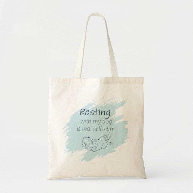 Tote Bag Ice Blue Golden Retriever – Resting with My Dog (Devant)