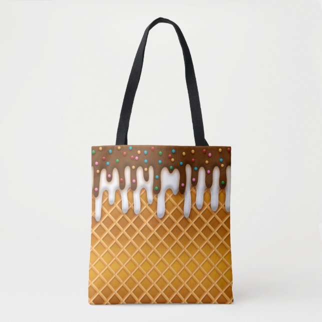 Tote Bag Ice Cream Drip Gaufle Cone Chocolate And Vanilla (Devant)