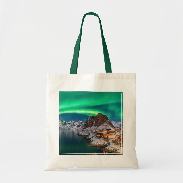Tote Bag Ice & Snow | Northern Lights, Norway (Devant)