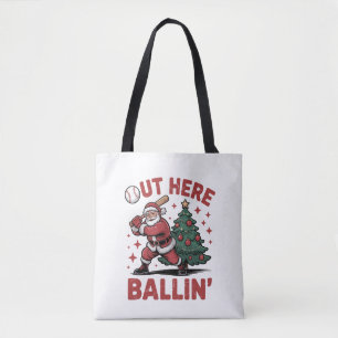 Tote Bag Ici dehors, Santa joue au baseball à Noël