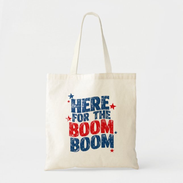 Tote Bag Ici pour le Boom 4 juillet Patriotic (Devant)