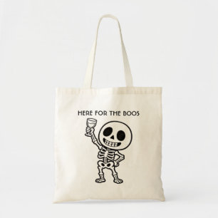 Tote Bag Ici pour les Huées Toile Drôle de Squelette Hallow
