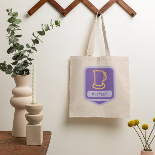 Tote Bag Icône de bouilloires violettes et jaunes modernes