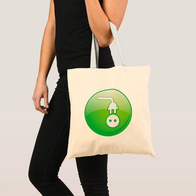 Tote Bag Icône de prise électrique verte (Créateur téléchargé)