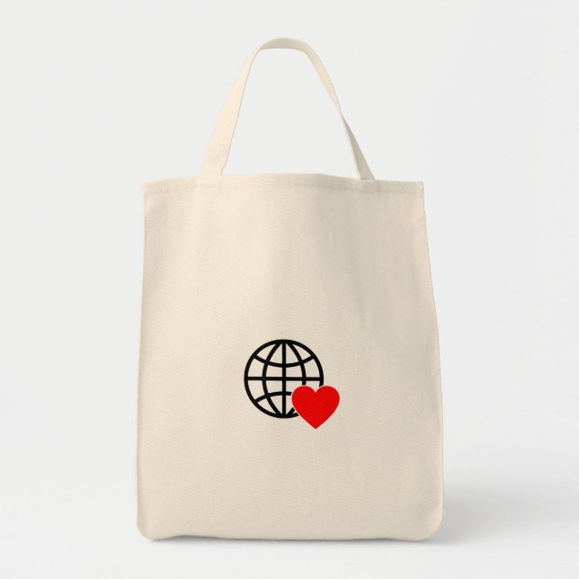 Tote Bag Icône du Globe de l'Amour Mondial | Conception de  (Devant)