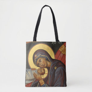 Tote Bag Icône orthodoxe modifiable, Theotokos et Christ Ch