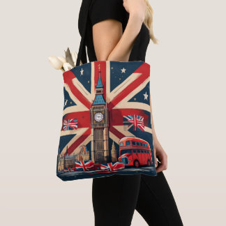 Tote Bag Icônes de Londres avec Union Jack et Big Ben