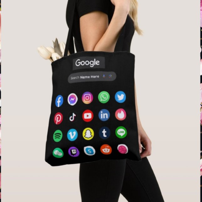 Tote Bag Icônes de médias sociaux tendance Google barre de  (Créateur téléchargé)