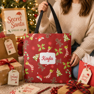Tote Bag Icônes de Noël Joyeux et Lumineux pour les Fêtes 