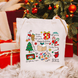 Tote Bag Icônes de Noël Saison de vacances Festite mignonne