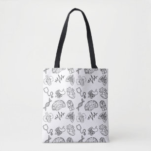 Tote Bag Icônes Médicales Minimalistes Esthétiques en Impre