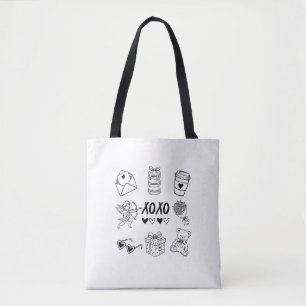 Tote Bag Icônes modernes de la Saint-Valentin dessinées à l