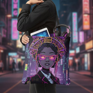 Tote Bag ID1028 Cyberpunk personnalisé du futur néon