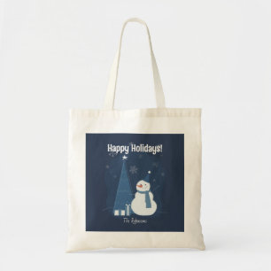 Tote Bag Idées Cadeau de Noël blanc Vintage bleu