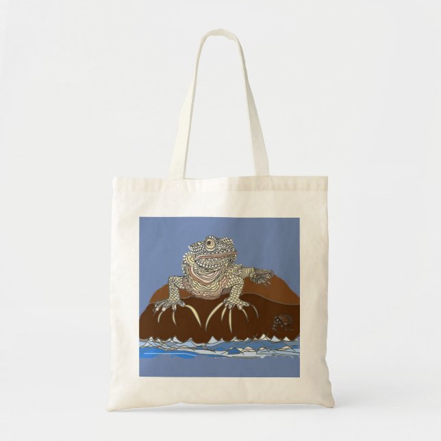 Tote Bag Iguana marine sur le rocher avec le crabe ermite (Devant)