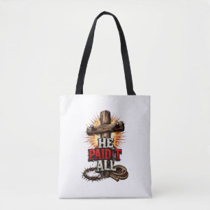 Tote Bag Il a tout payé – Foi chrétienne Cross & Nail