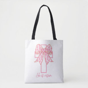 Tote Bag Il est ressuscité, Croquette Bow rose floral