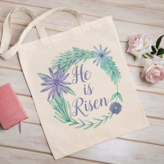 Tote Bag Il est ressuscité Religieux Pâques Floral (Créateur téléchargé)