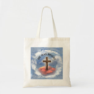 Tote Bag Il Est Ressuscité Rugged Cross Avec Nuages