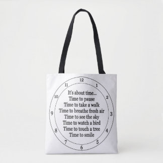 Tote Bag Il est temps de l'heure nature exercice santé blan
