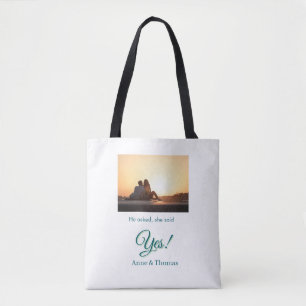 Tote Bag Il lui a demandé a dit oui photo engagé bleu vert