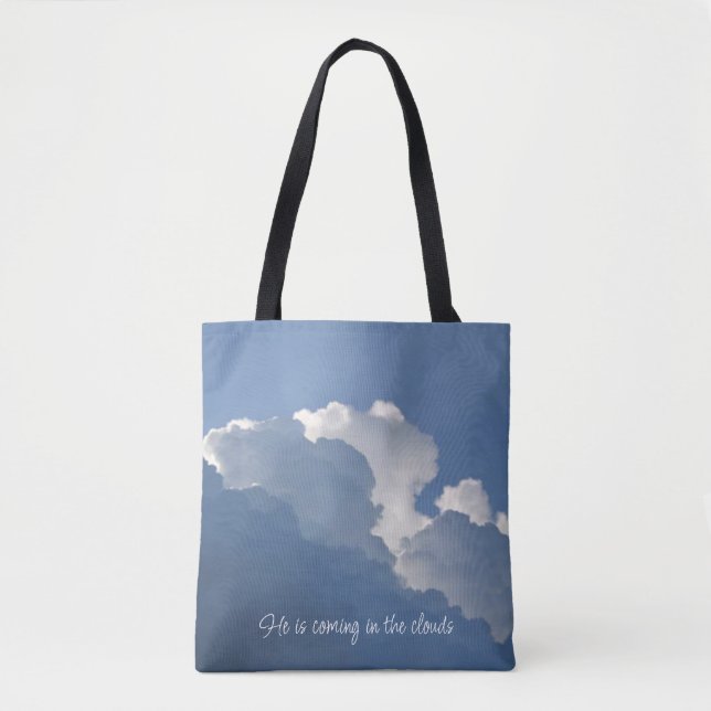 Tote Bag Il vient dans les nuages Citation chrétienne (Devant)