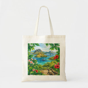 Tote Bag Île de Komodo Indonésie Dragon de Komodo Tropical