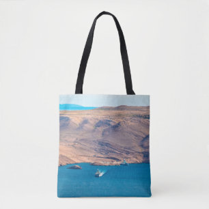 Tote Bag Île de Pag pierre désert et vue port ferry, Da