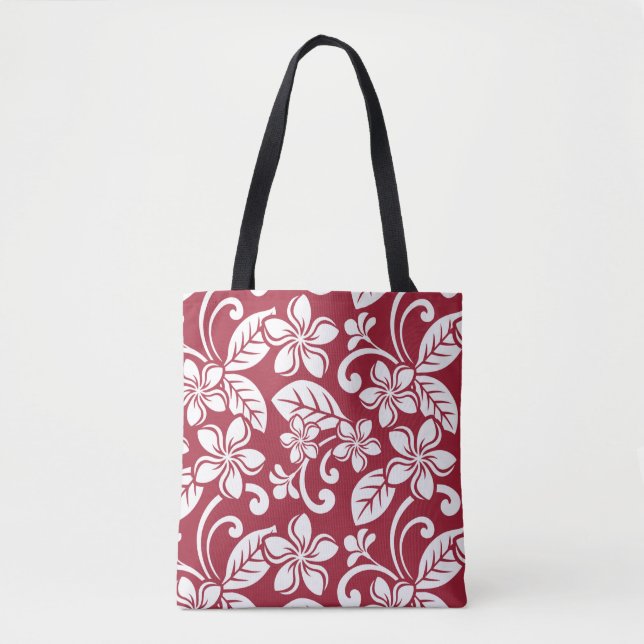 TOTE BAG ÎLE PLUMERIA (ROUGE CARDINAL) (Devant)