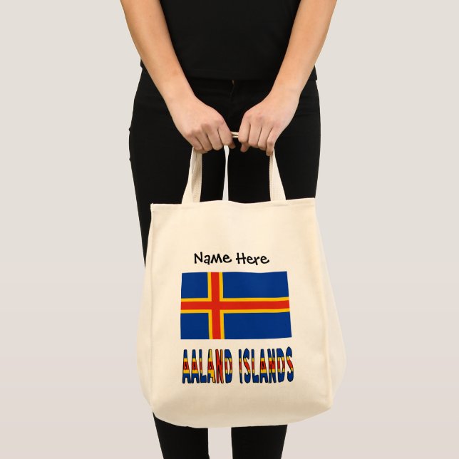 Tote Bag Îles Åland Ålander Drapeau Personnalisé  (Devant (produit))