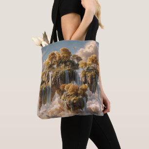 Tote Bag Îles flottantes surréalistes avec des arbres dorés