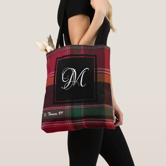 Tote Bag Îles Vierges américaines St. Thomas Madras Monogra (De près)