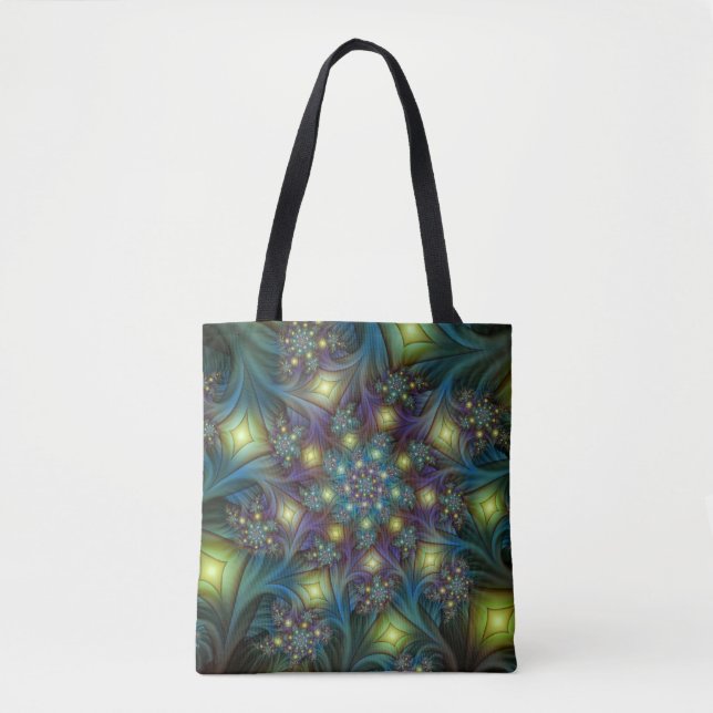 Tote Bag Illuminé Abstrait brillant Turquoise violet Fracta (Devant)