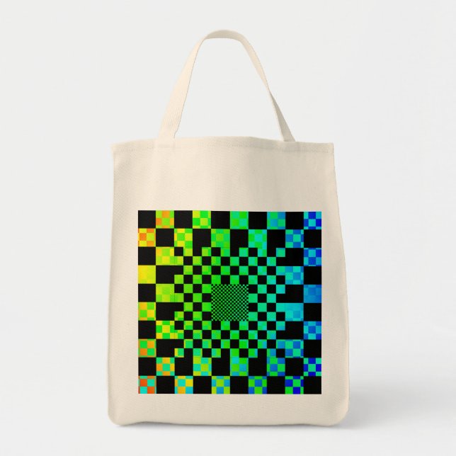 Tote Bag Illusion À damiers par Kenneth Yoncich (Devant)