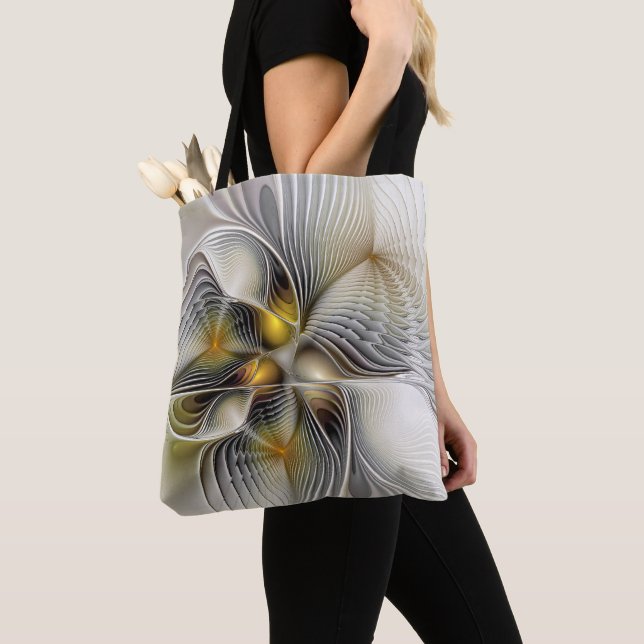 Tote Bag Illusion d'optique abstrait 3D fractal avec profon (De près)