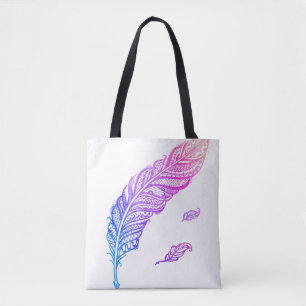Tote Bag Illust complexe énervé et chic coloré de plume 