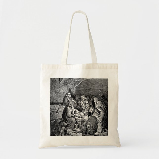 Tote Bag Illustrated Christmas Nativity Scene (Devant)