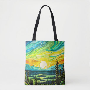 Tote Bag Illustration Abstraite de Coucher de Soleil Majest