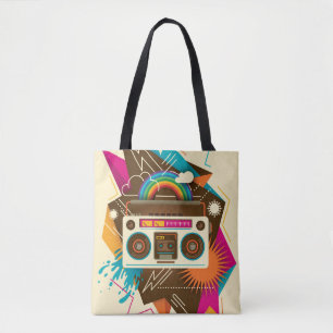 Tote Bag Illustration Abstraite de la radio Vintage colorée