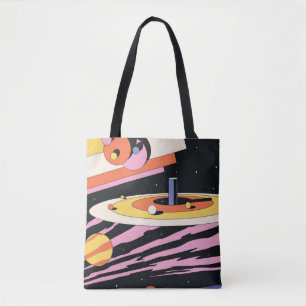 Tote Bag Illustration Abstraite de l'espace psychédélique,