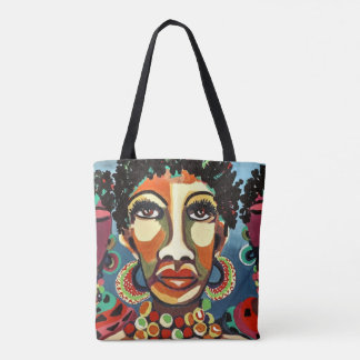 Tote Bag Illustration africaine vibrante audacieuse d'art