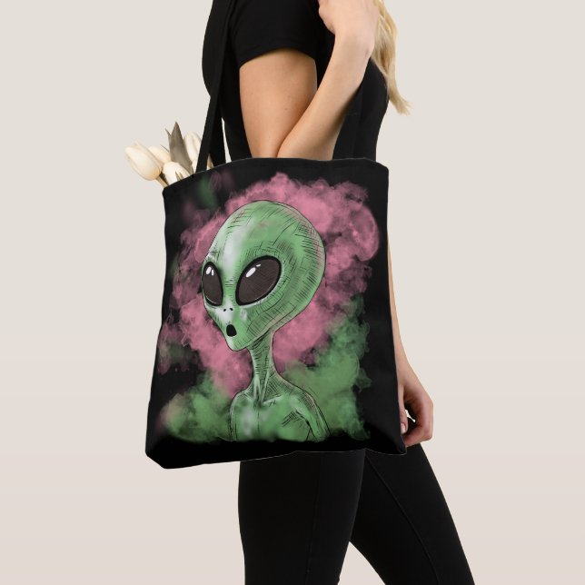 Tote Bag Illustration Alien classique (De près)