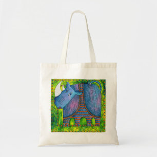 Tote Bag Illustration aquarelle de rhinocéros à motifs