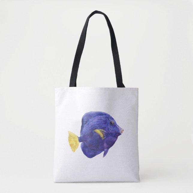Tote Bag Illustration aquarelle du poisson tangue violet (Devant)