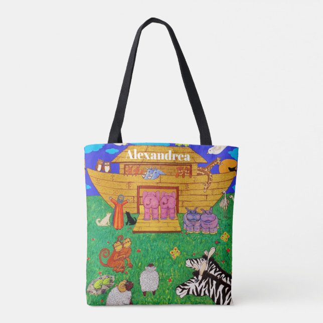 Tote Bag Illustration Arche de Noé Rainbow Funny Elephant (Dos)